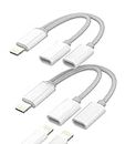 Iphone Headphone Adapter(2Pack)Dual Lightning Splitter 2in1 Double Jack Adaptador Para Audio Charging Dongle AUX Charge Cable for Apple MFI Certified 14 13 12 11 Pro Max Mini Se 7 X Xr 8Plus Converter