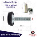 Adjustable Furniture Feet M8x30mm Screws Leveling Foot With Without Insert Nuts