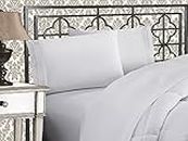 Elegant Comfort Luxurious 1500 Premium Hotel Quality Microfiber Three Line Embroidered Softest 4-Piece Bed Sheet Set, Wrinkle and Fade Resistant, King, White