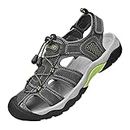 Men's Sport Sandals Outdoor Hiking Sandals Closed Toe Leather Athletic Trail Walking Casual Sandals Water Shoes Waterproof Summer (Color : Gray, Size : 44 EU)