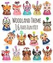 Woodland Themed Christmas Party Hats Making Kit c/w Chenille Stems & Stickers. Group Activities, DIY Art Craft Home Project. Birthday, Easter & Fiesta Decoration for Kid