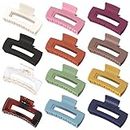 Vigorpace 12 Pack Large Hair Claw Clips 4.1" Big Square Matte for Women Girls, Strong Hold Banana Clips for Thick Thin Hair