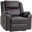HOMCOM Recliner Chair for Living Room, PU Leather Reclining Chair with Footrest, Thick Padding and Side Pockets - Brown