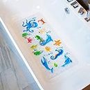 BEEHOMEE Bath Mats for Tub Kids - Large Cartoon Non-Slip Bathroom Bathtub Kid Mat for Baby Toddler Anti-Slip Shower Mats for Floor 88 x 38 cms,Machine Washable XL Size Bathroom Mats(Blue-Octopus)