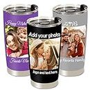 Personalized Tumbler with Pictures Text Name, Custom Photo Stainless Steel Tumbler, 20 Oz Travel Coffee Cup with lids, Personalized Mother's Day Birthday Gifts for Mom, Dad, Women, Men, Friend