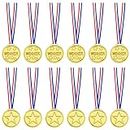 Doryum12 Pcs Winner Medals Kids,Children's Plastic Gold Award Medals with Ribbon,Olympic Style Winner Medals for Children School Sport,Props, Rewards, Winning Prizes, Competitions