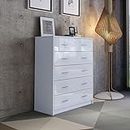6 Chest of Drawers Tallboy Dresser Table High Gloss Storage Cupboard Cabinet Bedroom Furniture White