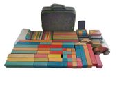 Tegu Magnetic Wooden Blocks Lot Of 131 Multi Color Tints Wheels Play Pouch Case