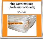 King Mattress Bag Cover for Moving Storage - Plastic Protector 4 Mil Thick Supply -Fits California King and Queen as Well