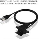 Cable cargador USB Fitbit Alta/Alta HR con botón de reinicio cable de 100 cm de largo