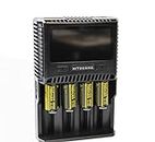 NITECORE SC4 4-Slot Fast Universal Charger for Li-Ion, LiFePO4, IMR and Ni-MH (Ni-Cd) Batteries, Up to 3000mA Charging Speed, Includes Battery Health Detection, Black