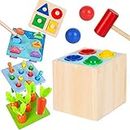 Yellcetoy Montessori Toys for 1 Year Old,5 in 1 Wooden Toys Baby Sensory Toys,Toddler Ball Drop Toy Fishing Game Early Development & Activity Toys Educational Toys Baby Boy Girl Gifts 2 3 4 Year Old