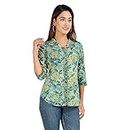 COTLAND Fashions Jaipuri Cotton Floral Printed Shaded Shirt for Women (Top Style) (Classic Sky Blue)