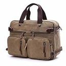 Saddhu Laptop Tote Bag for Women Men 16 Inch 3 in 1 Convertible Messenger Briefcase Shoulder Handbag for Work Bussiness Khaki