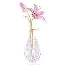 YWHL Crystal Lily Flower Figurine with Vase, Handmade Pink Lily Flower Gifts for Woman, Wedding Gifts for Couple, Home Party Decorations (Pink Lily)