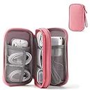 Tildaks Travel Electronic Organizer Pouch Bag, 3 Compartments Portable Electronic Phone Accessories Storage Multifunctional Case for Cable, Cord, Charger, Hard Drive, Earphone(Pink)