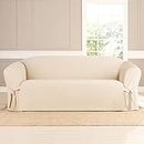 SureFit Heavy Weight Cotton Canvas 1 Piece Sofa Slipcover in Natural