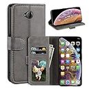 Case for Nokia Lumia 650, Magnetic PU Leather Wallet-Style Business Phone Case,Fashion Flip Case with Card Slot and Kickstand for Nokia Lumia 650 5 inches-Grey