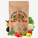 Navika Seeds ; Grow with Us 15 Packets Of Organic & Hybrid Vegetable Seeds For Home Garden & Planting For Pots And Patio- Includes Free E-Book For Kitchen Gardening.