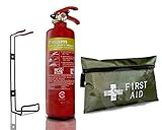 FSS UK PLUS CAR / VEHICLE FIRE SAFETY PACK. 1 LITRE AFF FOAM FIRE EXTINGUISHER CE MARKED WITH 5 YEAR WARRANTY & 1ST AID KIT IDEAL FOR CARS, MINI BUSES, TAXIS, CARAVANS, SMALL BOATS, SMALL KITCHEN AREAS, DOMESTIC PROPERTIES AND MUCH MORE