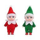 JHBEMAXS Mini Baby Elf Twins Elves Set Craft Toddler Tiny Babies Doll Shelf Decoration Toys for Girls Boys Kids Adults (Pack of 2 Pieces Red & Green)