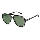 SOJOS Classic Polarized Aviator Sunglasses Womens Mens Retro Double Bridge Aviators SJ2201, Black/Dark Green