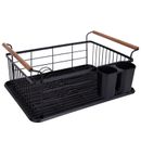 Wood Drying Rack with Draining Tray in Black