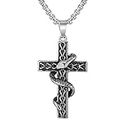 KRYSTALZ Snake Cross Pendant Men Gothic Religious Necklaces 316L Stainless Steel Christian Jewelry