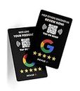 REVUZ Google Review Card Black – Equipped with NFC Chip and QR Code, Instant Activation with Your Business Page Link, Tap or Scan to Access, Standard Size (86x54mm)