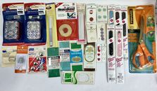 Mixed Lot of Sewing Notions Supplies Buttons, Zippers, Scissors and More