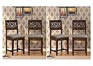 Vivek Wood Solid Sheesham Wood Dining Chairs Only | Wooden Set of 4 Dinning Chair for Kitchen & Dining Room | Chairs with Cushion | Rosewood, Provincial Teak Finish
