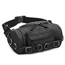 CamGo Tactical Waist Pack Portable Fanny Pack Outdoor Hiking Travel Large Army Waist Bag Military Waist Pack for Daily Life Cycling Camping Hiking Hunting Fishing Shopping (Black 01)