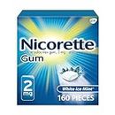Nicorette 2mg Nicotine Gum to Help Quit Smoking - White Ice Mint Flavored Stop Smoking Aid, 160 Count