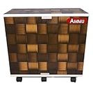 AMMU Wooden Trolley with Battery Tray for Inverter Battery Yellow & Brown Check Combination Print