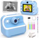 Kids Instant Print Camera for Girls Boys 4 5 6 7 8 9 10 Year Old, 2.4Inch 1080P 
