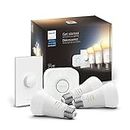 Philips Hue 75W White Ambiance 3-Pack A19 Starter Kit with Smart Button