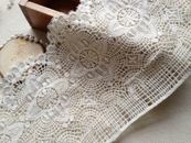 Vintage Crochet Cotton Beige Lace Trim with Scalloped Edge 6.69" Wide 2 Yards