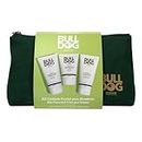 Bulldog Skincare - Beauty case per la cura del viso da uomo, include: detergente viso 150 ml + gel da barba 175 ml + crema idratante 100 ml e borsa da bagno in tessuto sostenibile | Set regalo uomo