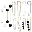12 PCS Sweater Shawl Clips Retro Sweater Shawl Clips Faux Crystal Pearl Brooch Pins for Women Girls Costume Accessory, Waist Back Cincher for Cardigan Collar Dress Shirt Jeans