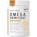 Salmon Oil for Dogs - 180 Soft Chew Omega Treats for Skin and Coat - Fish Oil Blend of Essential Fatty Acids, Omega 3 and 6, Vitamins, Antioxidants and Minerals - Made in USA