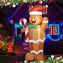 WAYDEKO Christmas Inflatable Gingerbread Man Yard Decoration Lighted Blow Up Christmas Garden Lawn Decor 5 Feet (01- Gingerbread Man)