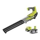 RYOBI One+ 100 MPH 280 CFM Variable-Speed 18-Volt Lithium-ION Cordless Jet Fan Leaf Blower 4Ah Battery and Charger Included