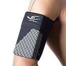 HiRui Universal Comfort Sports Armband Cell Phone Armband Running Armband, Fits All Phones, Reflective Stripes Logo, Unisex, Suitable for Travel Sport Outdoors (Black, Large)
