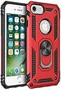 for iPhone 6 Case/iPhone 6S Case, Kinoto Lifeproof Cases with Ring for Apple iPhone 6/6S 4.7" Qi Slim Silicone Hard Transparent Cover Hybrid Shock Absorption Thin Rugged Soft TPU (Red)