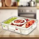 PRIME PICK Divided Fridge Storage Container with Lids Stackable Food for Fruit&Veggie Plastic Organizer Bins for Pantry Freezer Clear Snack Box for Meal Prep Candy Nuts Spice (4 Compartment)