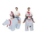 DeHasion Christmas Inflatable Penguin Riding Polar Bear Costume Christmas Blow Up Costume for Adult/Christmas Party/Christmas Parade, Brown