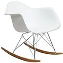 Modway Mid-Century Modern Molded Plastic Kid's Size Lounge Chair Rocker, White