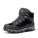 NORTIV 8 Men's Waterproof Hiking Boots Outdoor Mid Trekking Backpacking Mountaineering Shoes Black Size 9 US JS19004M