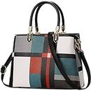 Tibes Top-Handle Handbags for Women Ladies Satchel Purse Splicing Color Shoulder Bag Fashion Tote Bags