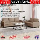2pcs Sofa Set 5-Seater Living Room Lounge Couch Chair Faux Leather - Cappuccino